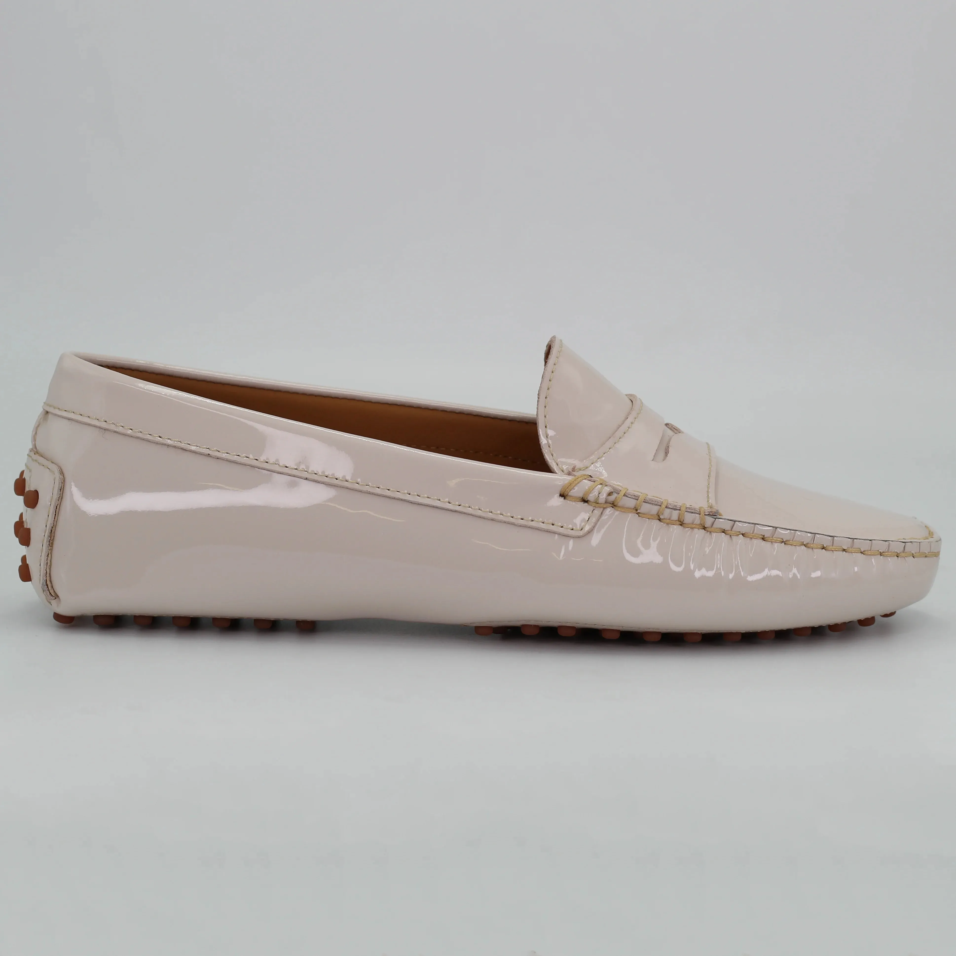 Women's Genuine Leather Vernice Driver Shoe in Conchiglia Nude (COND0402)