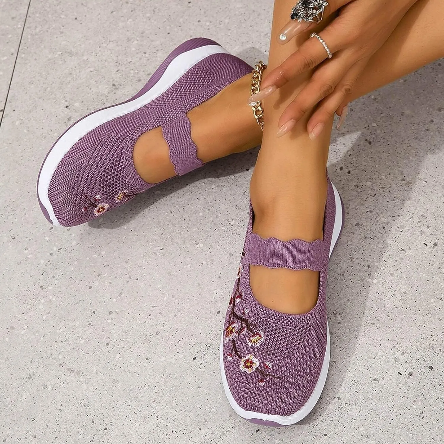 Womens Shoes Orthopedic Arch Support Breathable Flying Woven Sneakers Casual Comfort Wear Slip On Sneaker