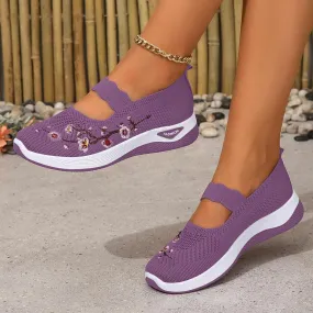 Womens Shoes Orthopedic Arch Support Breathable Flying Woven Sneakers Casual Comfort Wear Slip On Sneaker