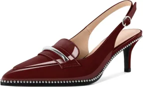 YODEKS Women's Slingback Heels Pointed Toe Low Heel 2.5" Loafers Shoes Size 5-13