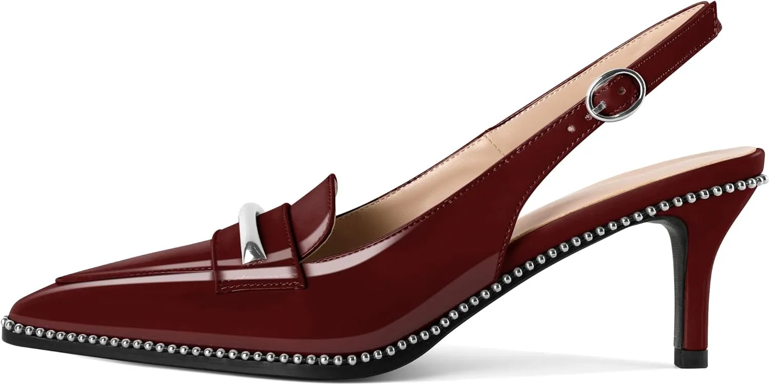 YODEKS Women's Slingback Heels Pointed Toe Low Heel 2.5" Loafers Shoes Size 5-13